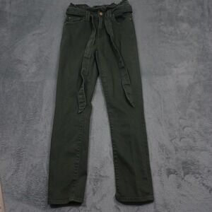 7 For All Man Kind Jeans Womens 26‎ Green Tie Knot Belted Skinny Ankle